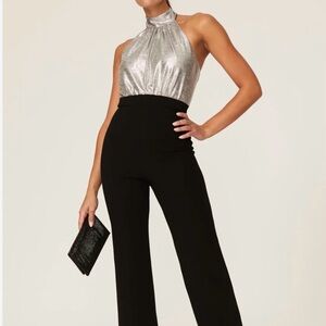 Silver and Black Women's Jumpsuit